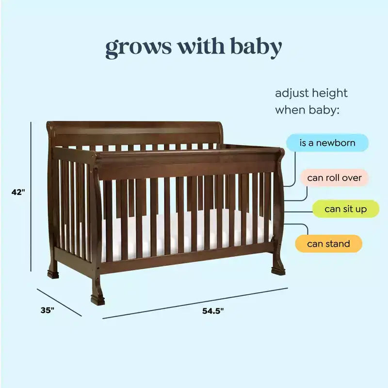 Lit de bébé convertible 4 en 1 – Bois de pin massif, Certifié GREENGUARD Gold