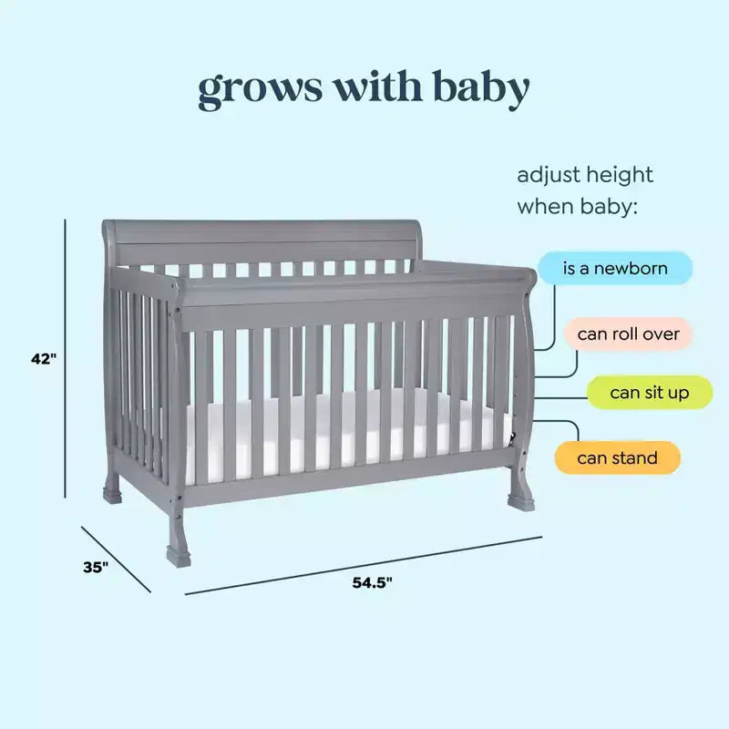 Lit de bébé convertible 4 en 1 – Bois de pin massif, Certifié GREENGUARD Gold