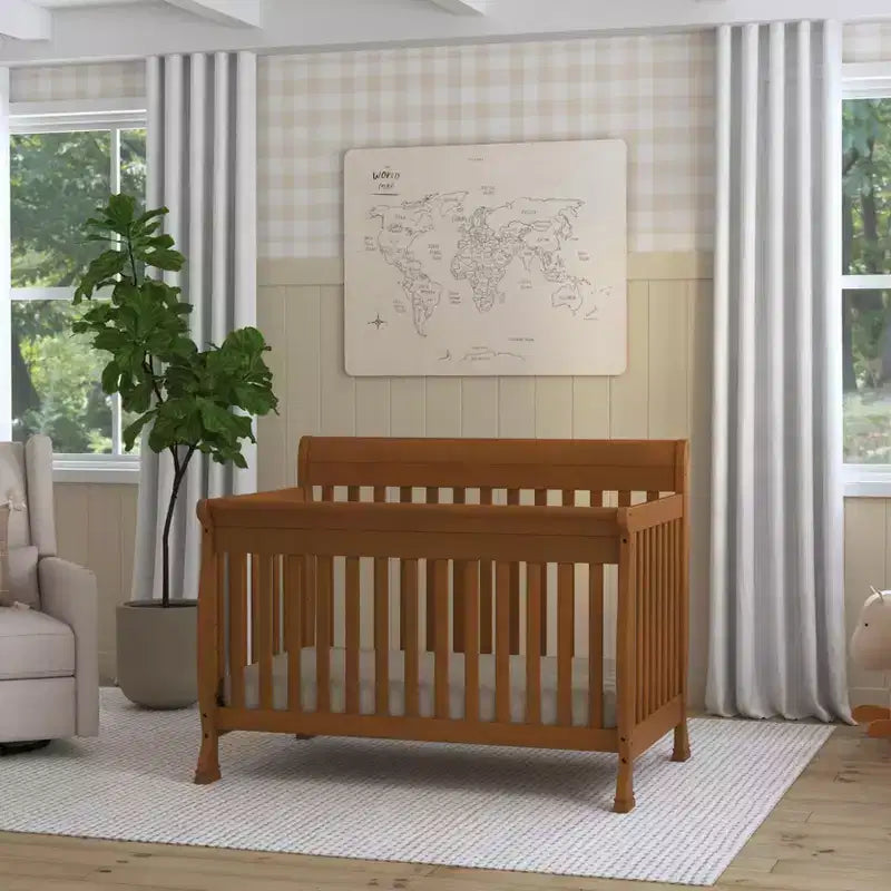 Lit de bébé convertible 4 en 1 – Bois de pin massif, Certifié GREENGUARD Gold