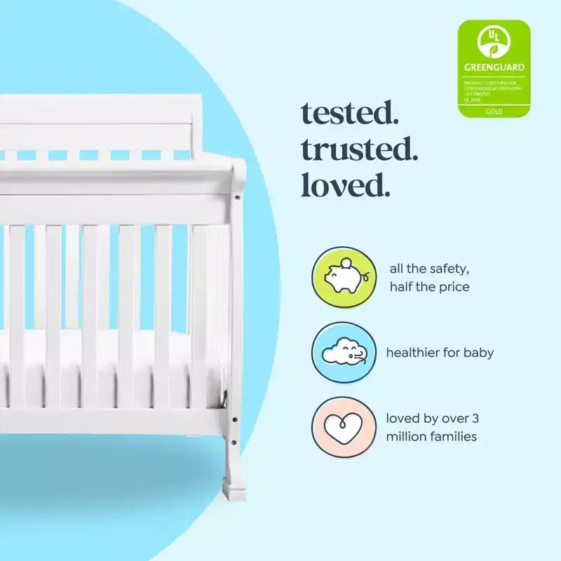 Lit de bébé convertible 4 en 1 – Bois de pin massif, Certifié GREENGUARD Gold