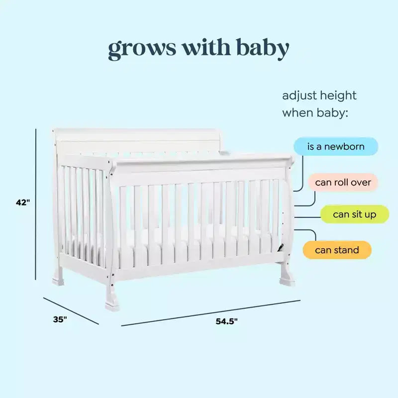 Lit de bébé convertible 4 en 1 – Bois de pin massif, Certifié GREENGUARD Gold