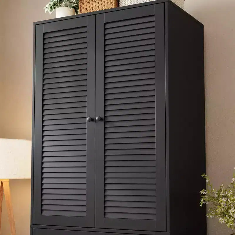 Armoire-penderie avec 3 tiroirs et 2 portes, meuble de rangement en bois pour chambre à coucher, armoire autoportante