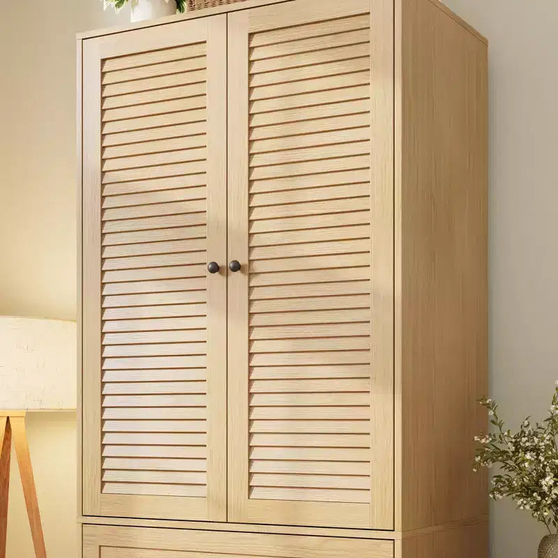 Armoire-penderie avec 3 tiroirs et 2 portes, meuble de rangement en bois pour chambre à coucher, armoire autoportante