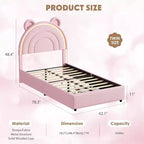 Twin Size Platform Bed Frame with Storage Drawers and LED Headboard