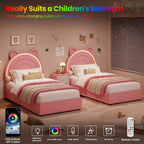 Twin Size Platform Bed Frame with Storage Drawers and LED Headboard