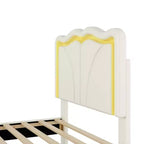 Lit plateforme tapissé double/complet avec tête de lit réglable et bande lumineuse LED