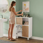 Armoire de rangement en bois avec portes coulissantes et étagères réglables
