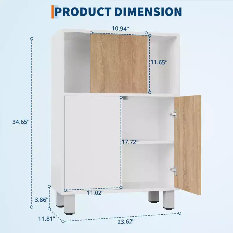 Wooden Storage Cabinet with Sliding Doors and Adjustable Shelves