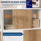 Armoire de rangement en bois avec portes coulissantes et étagères réglables