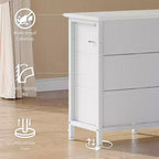 Commode de 160 cm avec 10 tiroirs en tissu, prise électrique, éclairage LED et support TV pour téléviseurs de 65 à 75 pouces