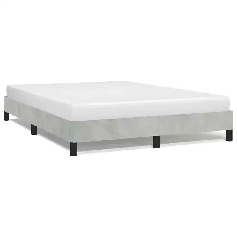 Queen Size Platform Bed Frame - Light Grey Velvet