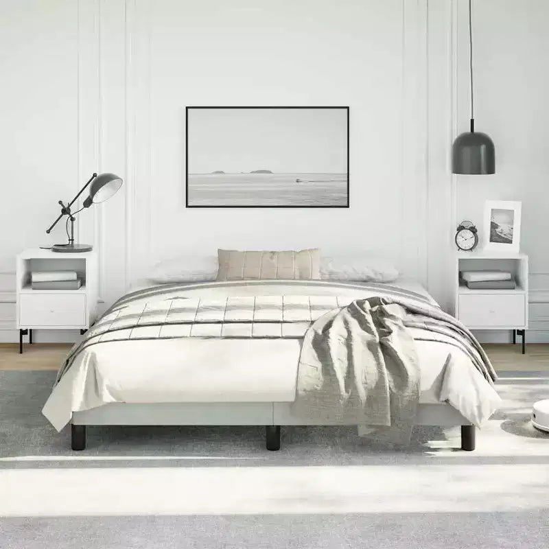 Cadre de lit plateforme Queen Size - Velours gris clair