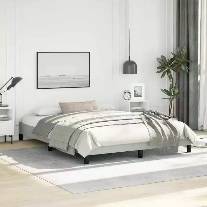 Cadre de lit plateforme Queen Size - Velours gris clair