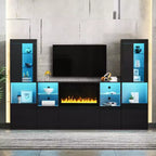 Meuble TV avec lumières LED et cheminée électrique pour téléviseurs jusqu'à 75 pouces
