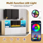 Meuble TV avec lumières LED et cheminée électrique pour téléviseurs jusqu'à 75 pouces