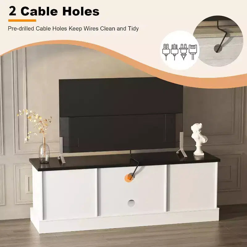 TV Stand with Storage Cabinets and Shelves, Fits TVs Up to 65 Inches