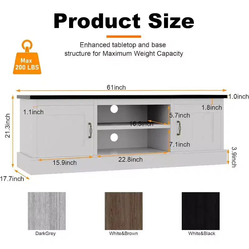 TV Stand with Storage Cabinets and Shelves, Fits TVs Up to 65 Inches