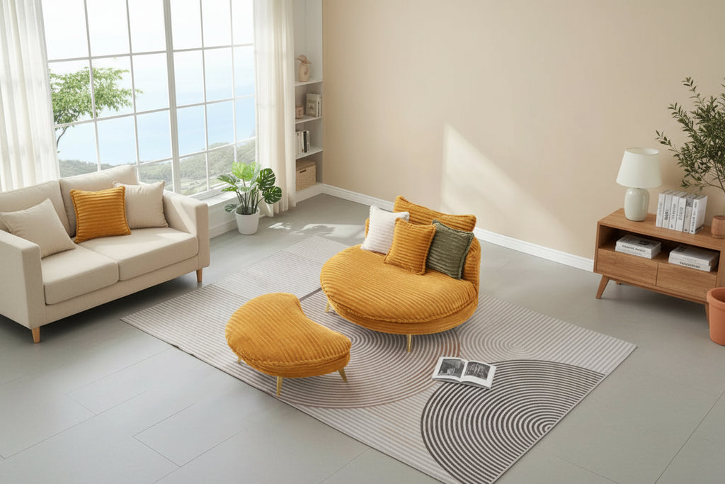Fauteuil d'appoint avec pouf et repose-pieds