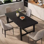 Table à manger industrielle avec structure en métal, longue table de cuisine rectangulaire pour salle à manger