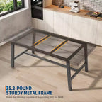 Table à manger industrielle avec structure en métal, longue table de cuisine rectangulaire pour salle à manger