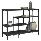 Console Table en Bois d'Ingénierie Noir Cadre en Métal avec Pieds Réglables