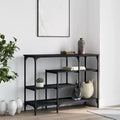 Console Table en Bois d'Ingénierie Noir Cadre en Métal avec Pieds Réglables