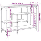 Console Table en Bois d'Ingénierie Noir Cadre en Métal avec Pieds Réglables