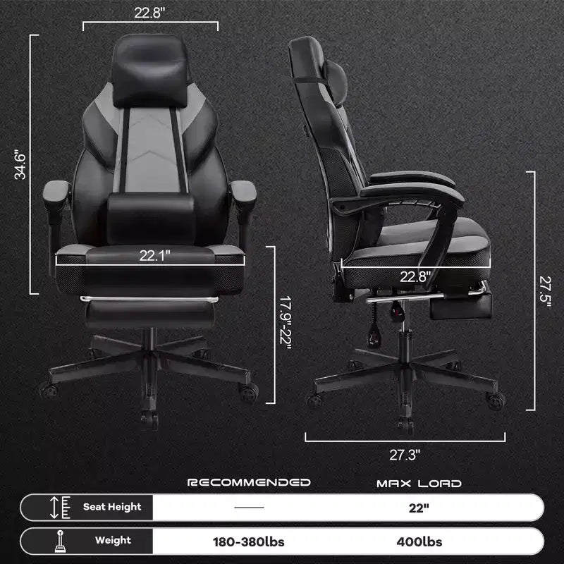 Chaise de jeu avec repose-pieds et support lombaire massant