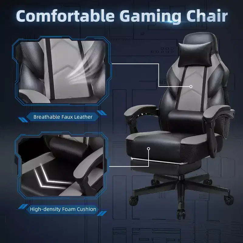 Chaise de jeu avec repose-pieds et support lombaire massant