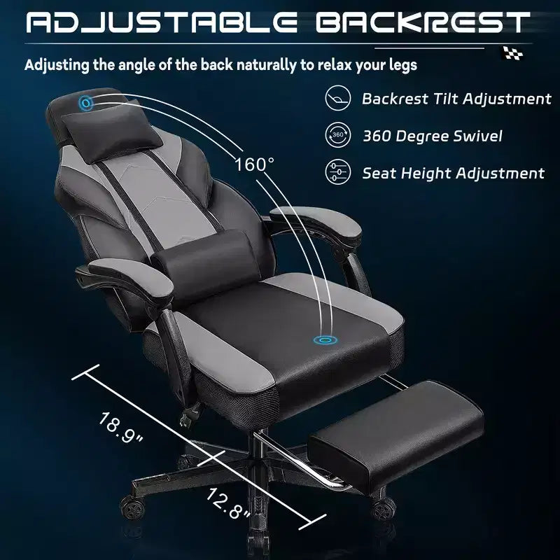 Chaise de jeu avec repose-pieds et support lombaire massant