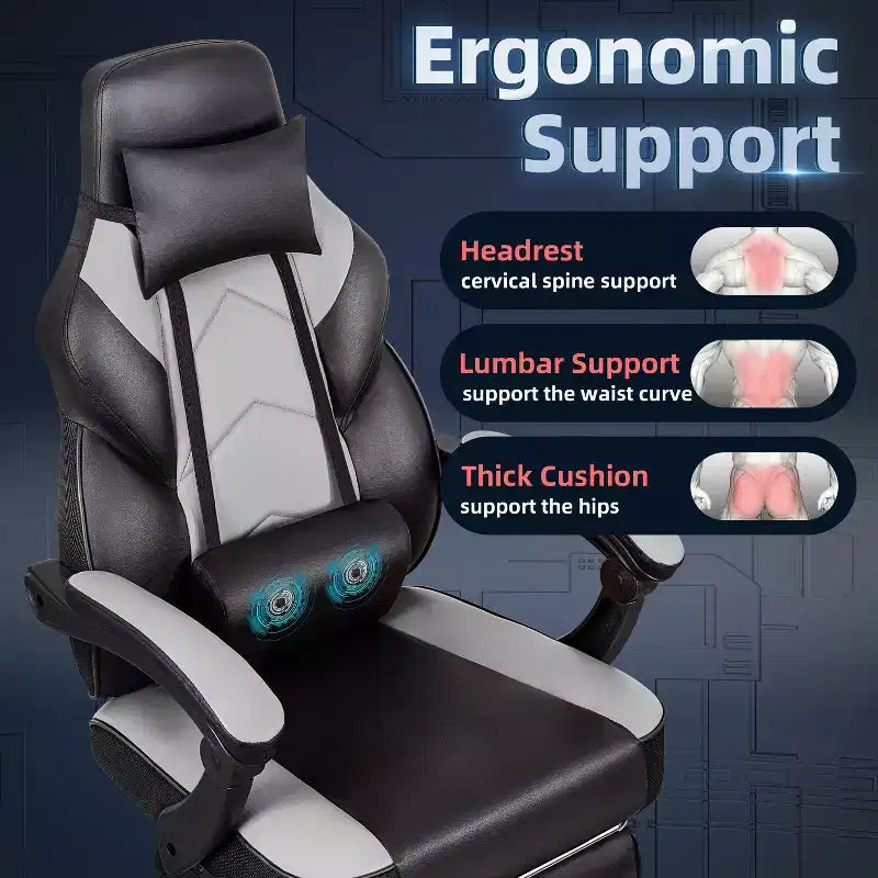 Chaise de jeu avec repose-pieds et support lombaire massant