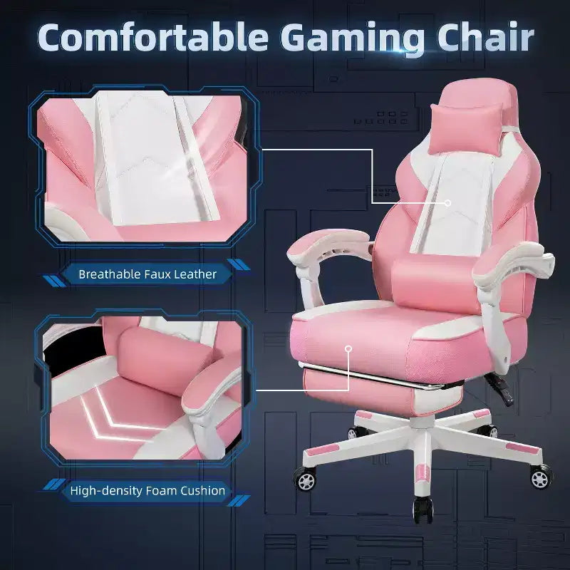 Chaise de jeu avec repose-pieds et support lombaire massant