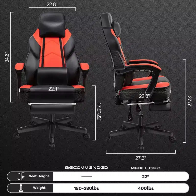 Chaise de jeu avec repose-pieds et support lombaire massant