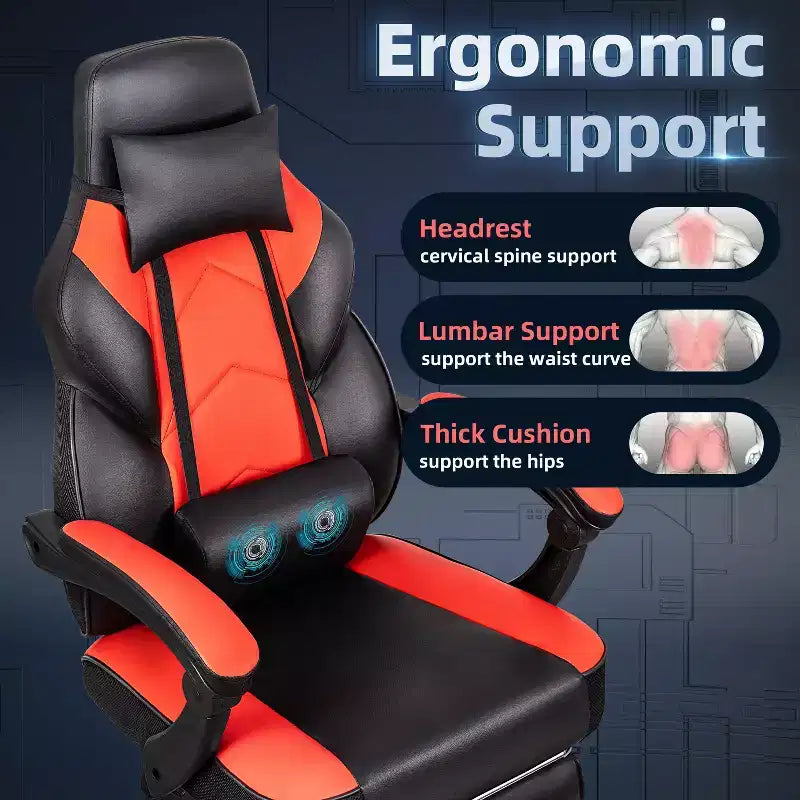 Chaise de jeu avec repose-pieds et support lombaire massant
