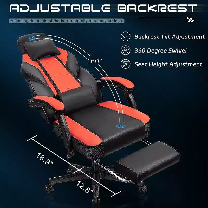 Chaise de jeu avec repose-pieds et support lombaire massant