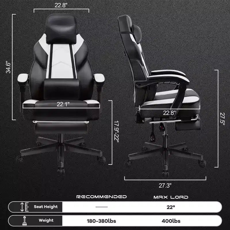 Chaise de jeu avec repose-pieds et support lombaire massant