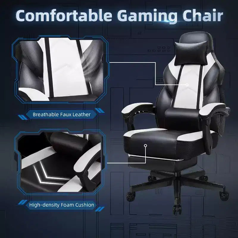 Chaise de jeu avec repose-pieds et support lombaire massant