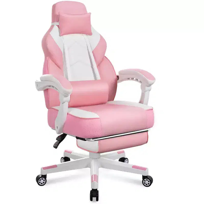 Gaming Chair with Footrest and Massage Lumbar Support