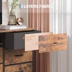 Commode de 178 cm avec 13 tiroirs en tissu et lumières LED, meuble TV large avec cadre en métal pour chambre et salon