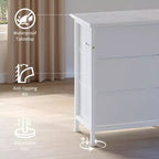 Commode de 178 cm avec 13 tiroirs en tissu et lumières LED, meuble TV large avec cadre en métal pour chambre et salon