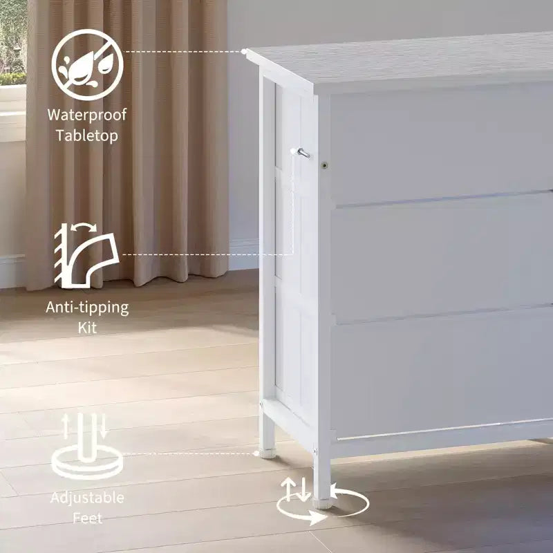 Commode de 178 cm avec 13 tiroirs en tissu et lumières LED, meuble TV large avec cadre en métal pour chambre et salon