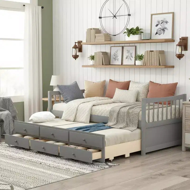 Full & Twin Daybed with Trundle and Storage Drawers
