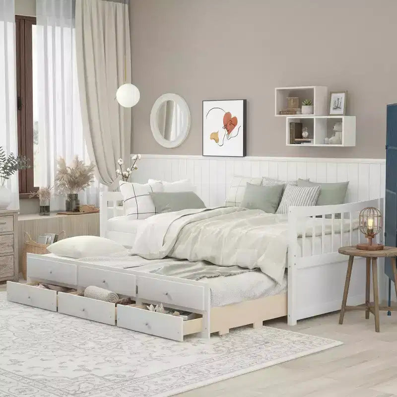 Full & Twin Daybed with Trundle and Storage Drawers