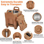 Transporteur isotherme pour bacs alimentaires avec cuillère, capacité de 20 L, chargement par le haut, acier inoxydable, avec roue et verrou latéral