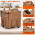 Transporteur isotherme pour bacs alimentaires avec cuillère, capacité de 20 L, chargement par le haut, acier inoxydable, avec roue et verrou latéral