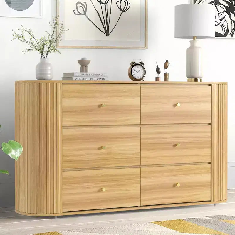 9 Drawer Farmhouse Dresser with Built-In Charging Station, Vintage Style Storage Chest for Bedroom, Living Room or Hallway