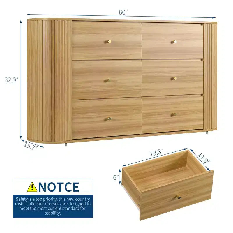 9 Drawer Farmhouse Dresser with Built-In Charging Station, Vintage Style Storage Chest for Bedroom, Living Room or Hallway