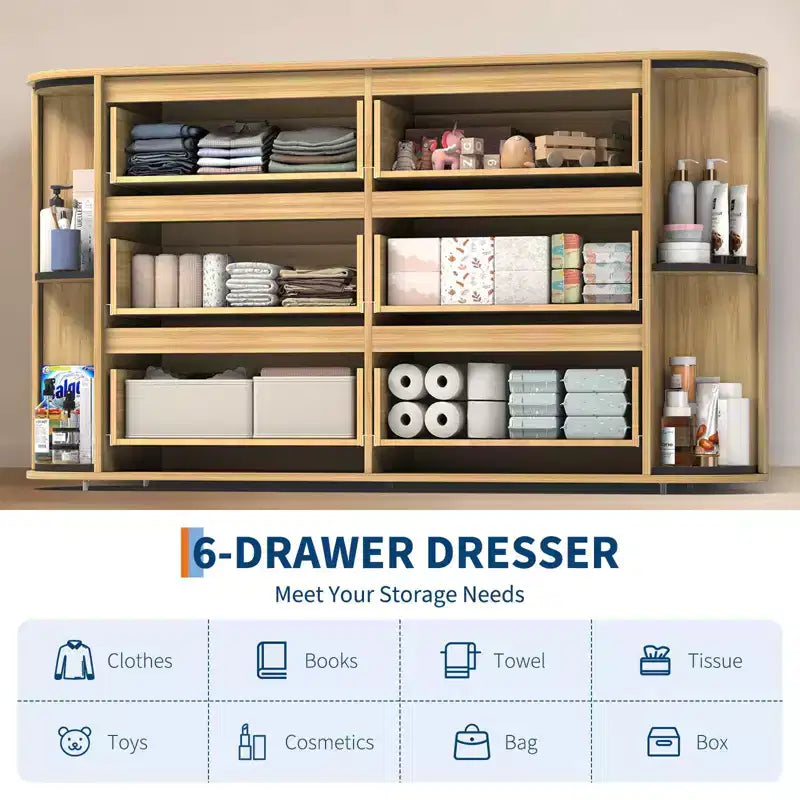 9 Drawer Farmhouse Dresser with Built-In Charging Station, Vintage Style Storage Chest for Bedroom, Living Room or Hallway