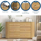 Commode de style rustique à 9 tiroirs avec station de charge intégrée, meuble de rangement de style vintage pour chambre à coucher, salon ou couloir