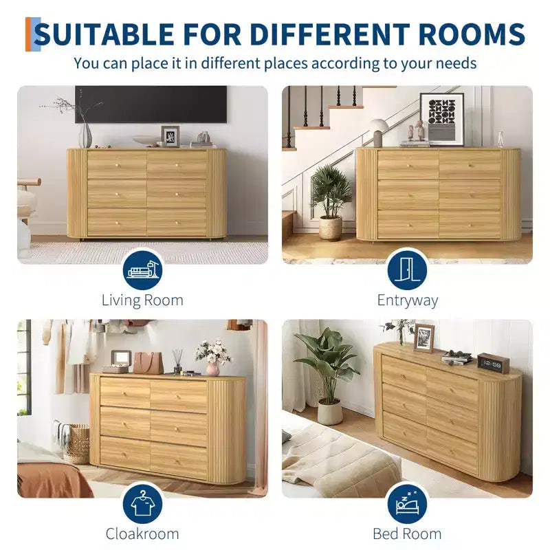 Commode de style rustique à 9 tiroirs avec station de charge intégrée, meuble de rangement de style vintage pour chambre à coucher, salon ou couloir